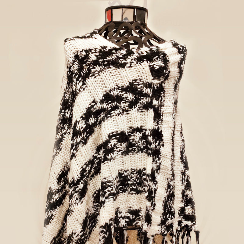 Armani-Cable knit Crochet Poncho - HKarim Buksh