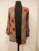 Beige Cashmere Vintage Check Cape Shawl - HKarim Buksh