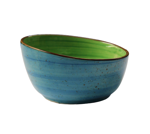 Ceramic Azure Blue and Emerald Green Bowl, 8.5 * 16.5 cm - HKarim Buksh