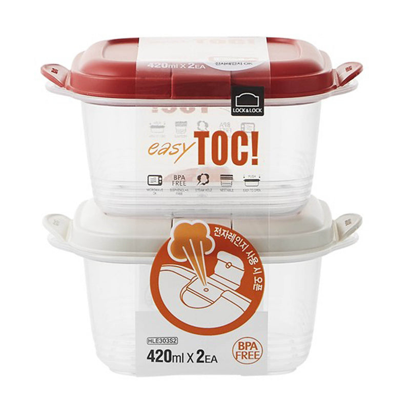 Lock & Lock Easy Toc Container 2P Set White 420Ml