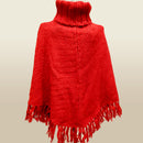 Mohair- Red Turtle Neck Poncho - HKarim Buksh