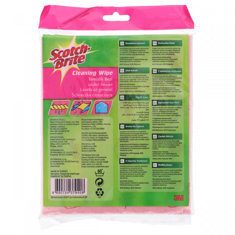 Scotch—Brite Cleaning Wipe Strawberry Scented 3 Wipes 35 x 40 cm - HKarim Buksh