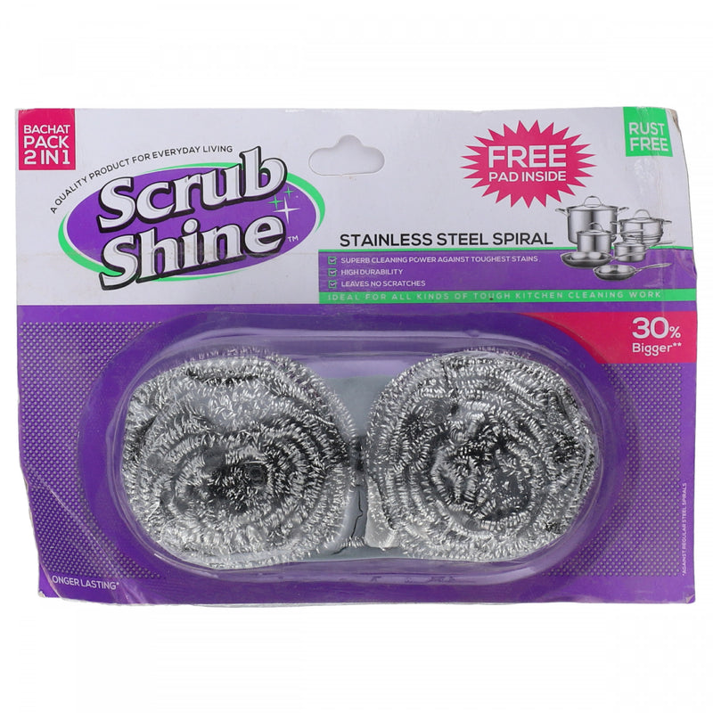 Scrub Shine Stainless Steel Spiral Bachat Pack 2 In 1 - HKarim Buksh