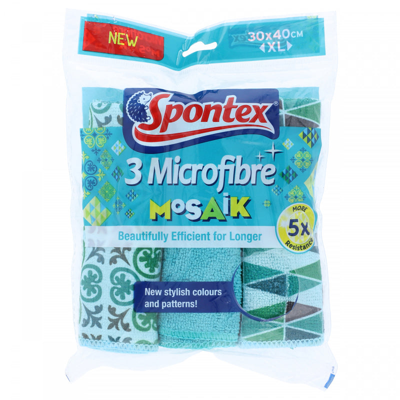 Spontex 3 Micro Fibre Mosail Beautifully Efficient For Longer Cloth 30 x 40 cm XL - HKarim Buksh