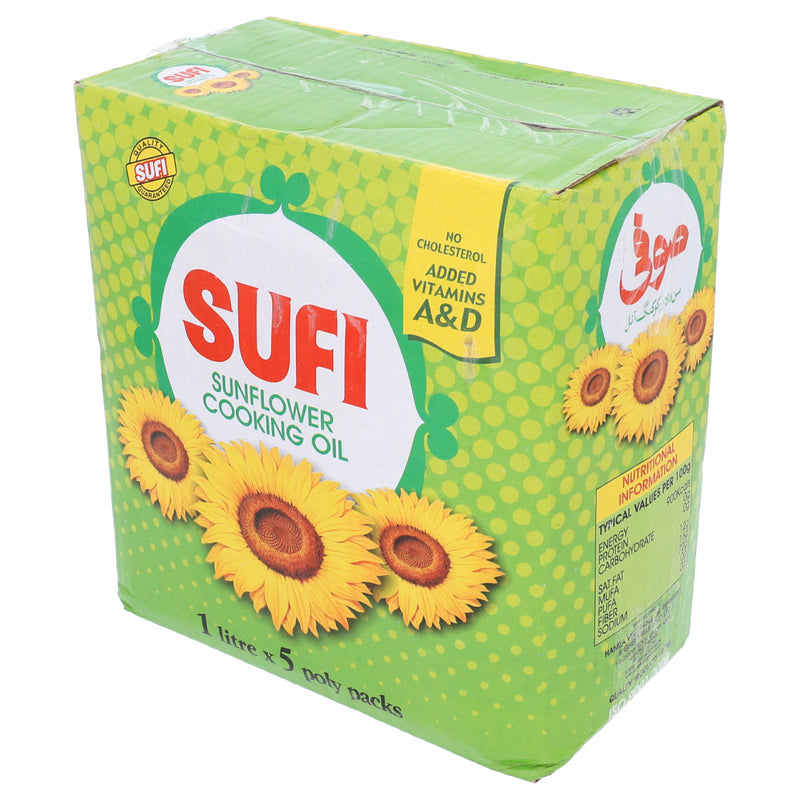 Sufi Sun Flower Cooking Oil 5 x 1 Litre Poly Pack - HKarim Buksh
