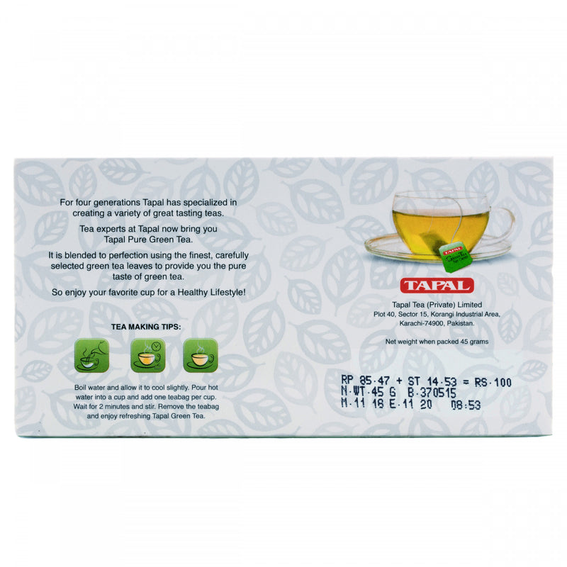 Tapal Green Tea pure Green 30 Tea Bags - HKarim Buksh