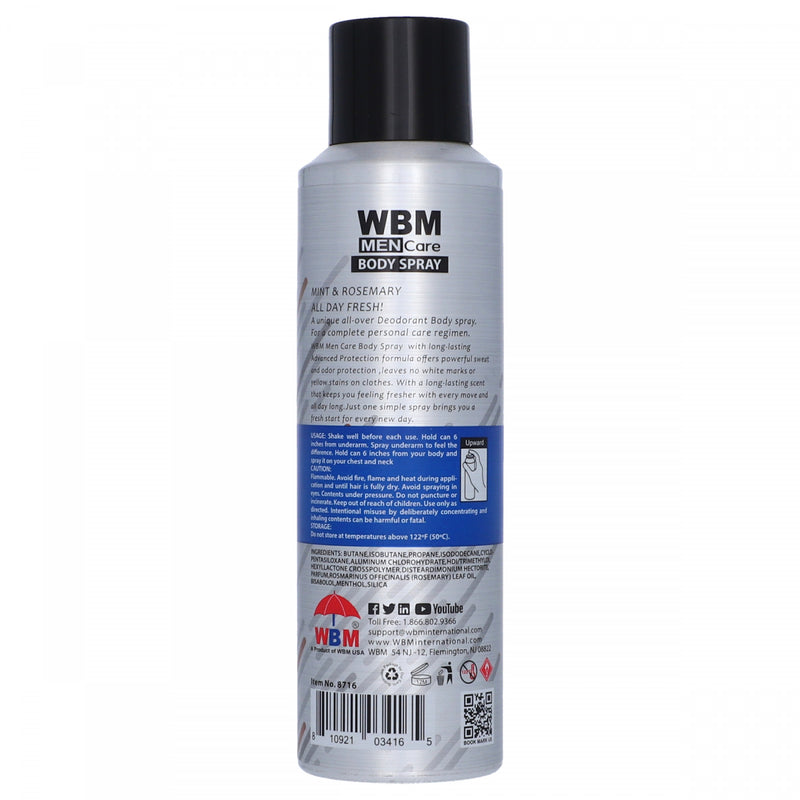 WBM Men Care Body Spray Long Lasting Fragrance Profound Care & Refresh 180ml - HKarim Buksh