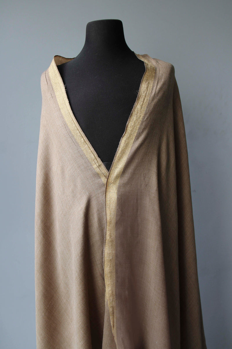 Women Golden Patti Zari Border Pashmina Shawl - HKarim Buksh