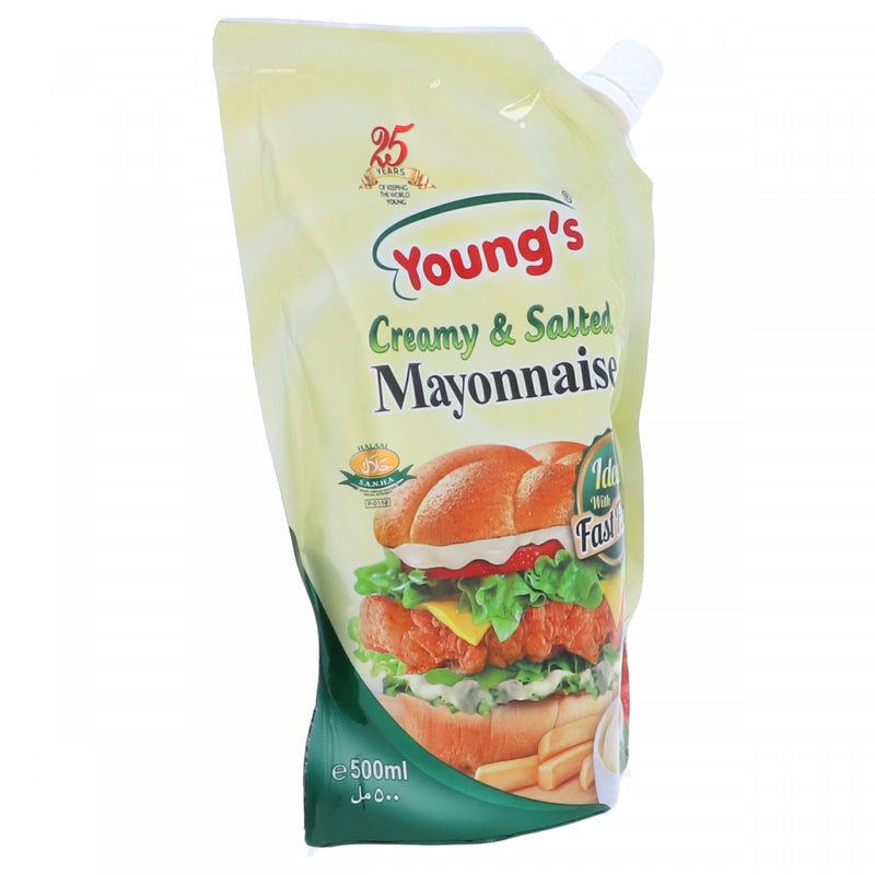 Youngs Creamy & Salted Mayonese 500ml Pouch - HKarim Buksh