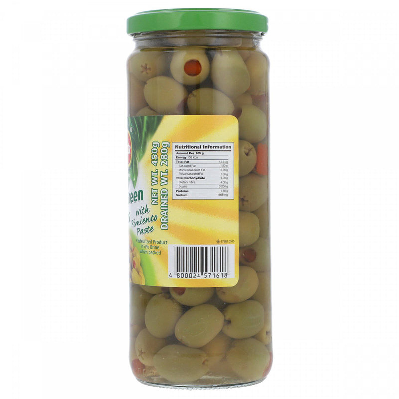 Del Monte Stuffed Green Olives With Pimiento Paste 450g - HKarim Buksh