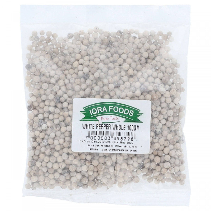 Iqra Foods White Pepper Whole 100g - HKarim Buksh