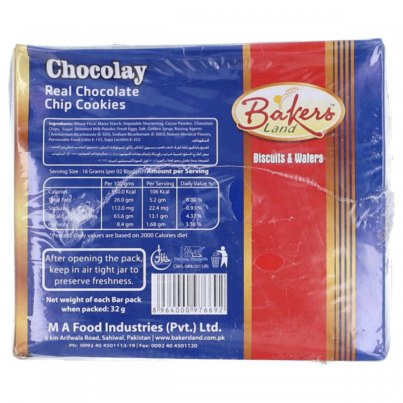 Bakers Land Chocolay Real Chocolate Chip Cookies 12 Smart Pack - HKarim Buksh