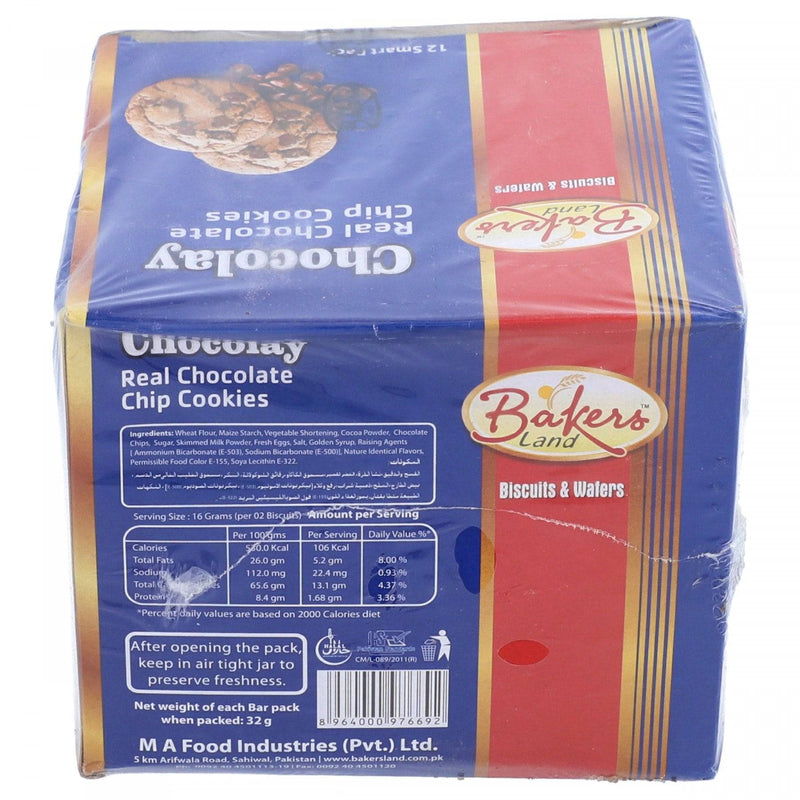 Bakers Land Chocolay Real Chocolate Chip Cookies 12 Smart Pack - HKarim Buksh
