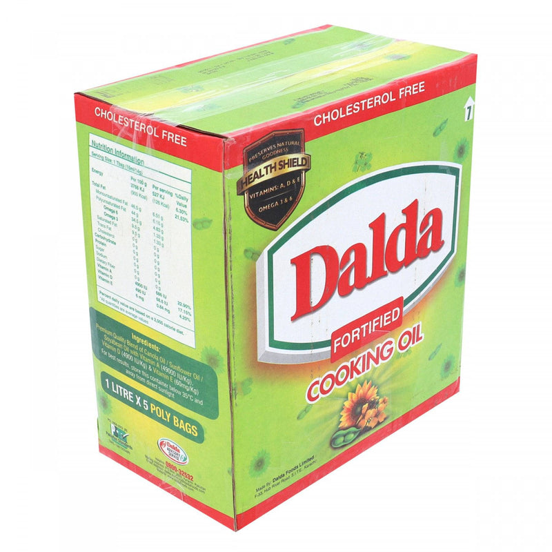 Dalda Fortfied Cooking Oil 5 X 1 Litre Poly Bags - HKarim Buksh