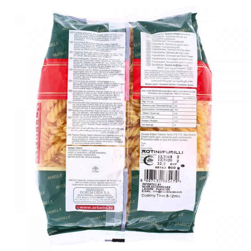 Arbella RotiniFusilli Macaroni 500g - HKarim Buksh