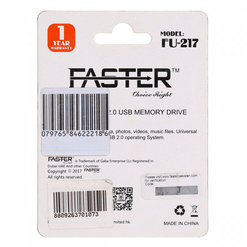 Faster High Speed 2.0 USB FU-217 Classic 32GB Black - HKarim Buksh