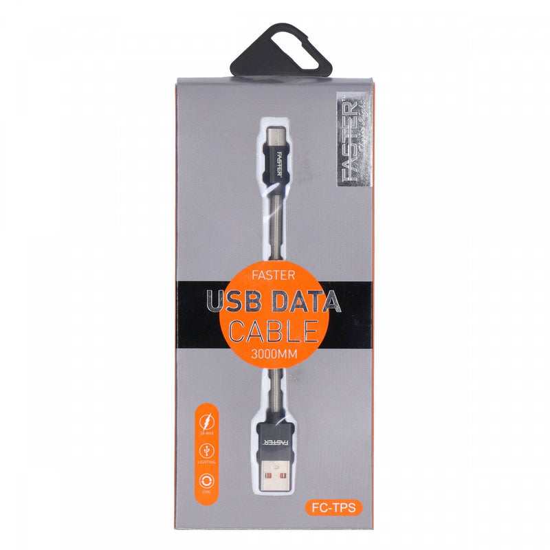 Faster USB Cable FC-TPS Type C 3000mm Silver - HKarim Buksh