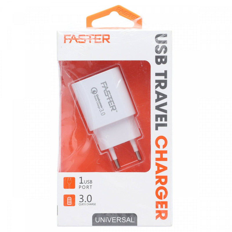 Faster USB Travel Charger 3.0 1 USB Port QC-99 White - HKarim Buksh