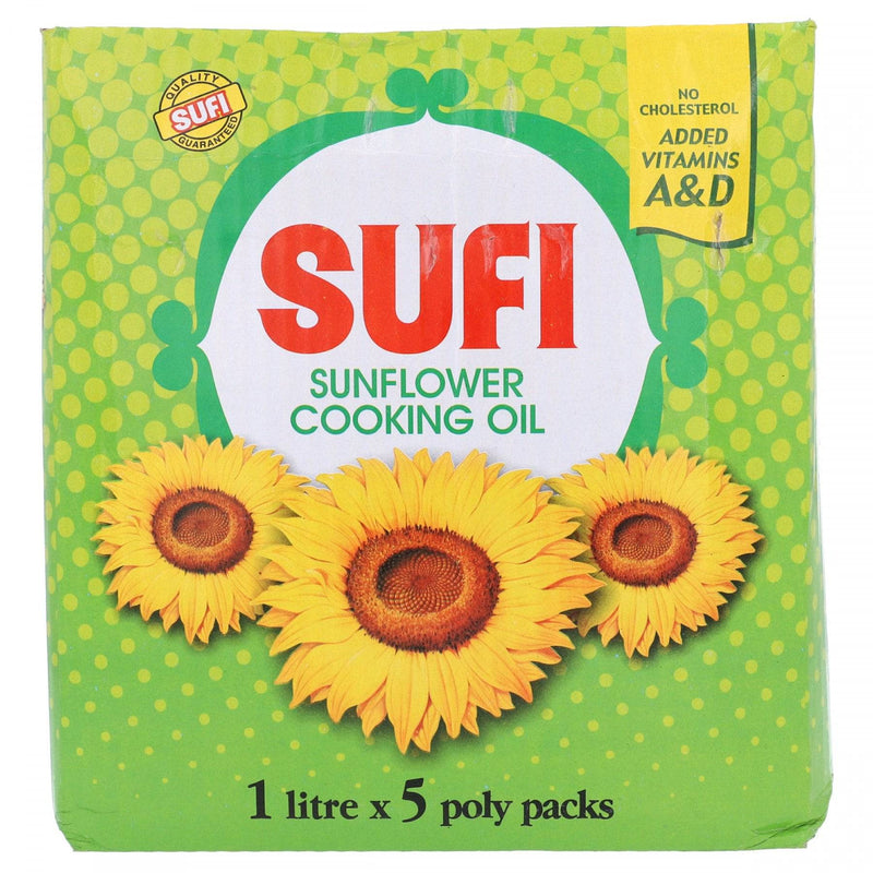 Sufi Sun Flower Cooking Oil 5 x 1 Litre Poly Pack - HKarim Buksh
