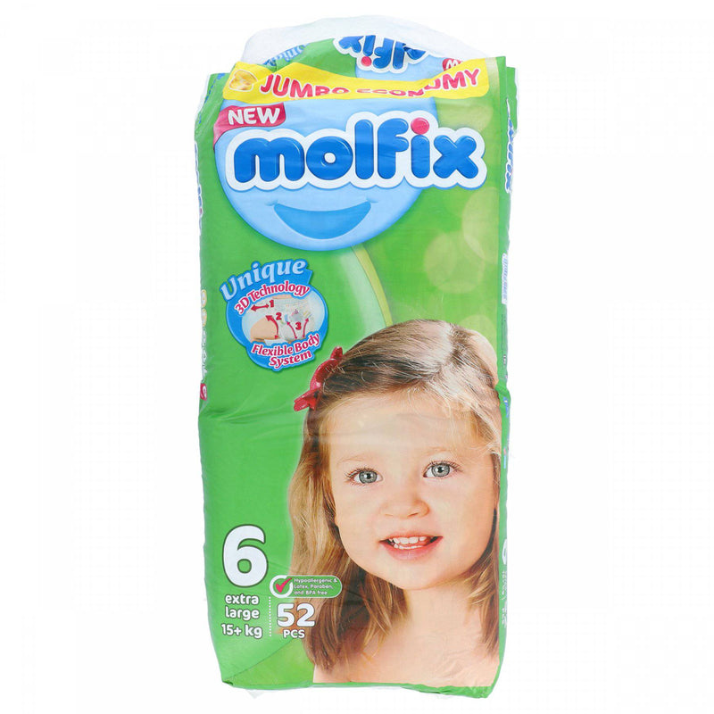 New Molfix Unique 3D Technology Age 6 Extra Large 15+kg 52 Pcs - HKarim Buksh