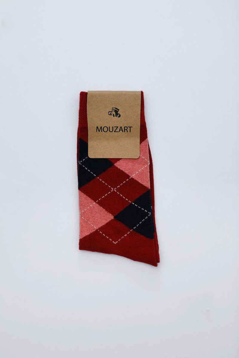 Argyle Socks Dark Red - HKarim Buksh