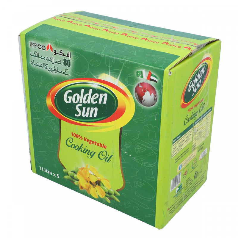 Golden Sun 100 percent Vegetable Cooking Oil 1 Litre x 5 - HKarim Buksh