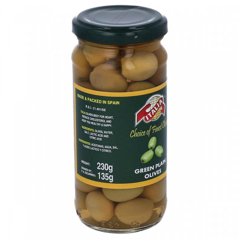 Italia Green Plain Olives 230g - HKarim Buksh