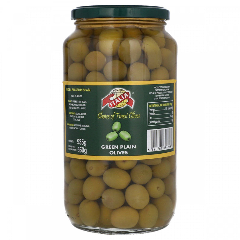 Italia Green Plain Olives 935g - HKarim Buksh