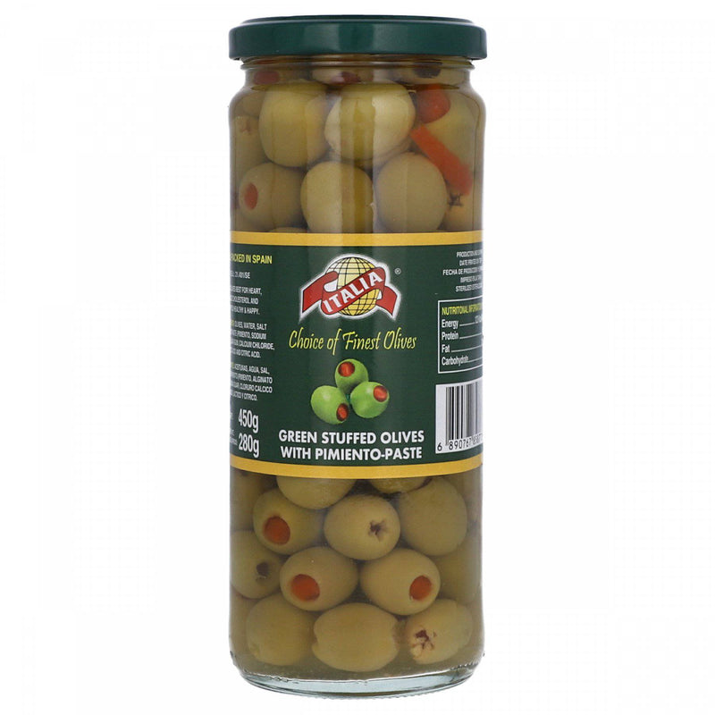 Italia Green Stuffed Olives with Pimiento Paste 450g - HKarim Buksh