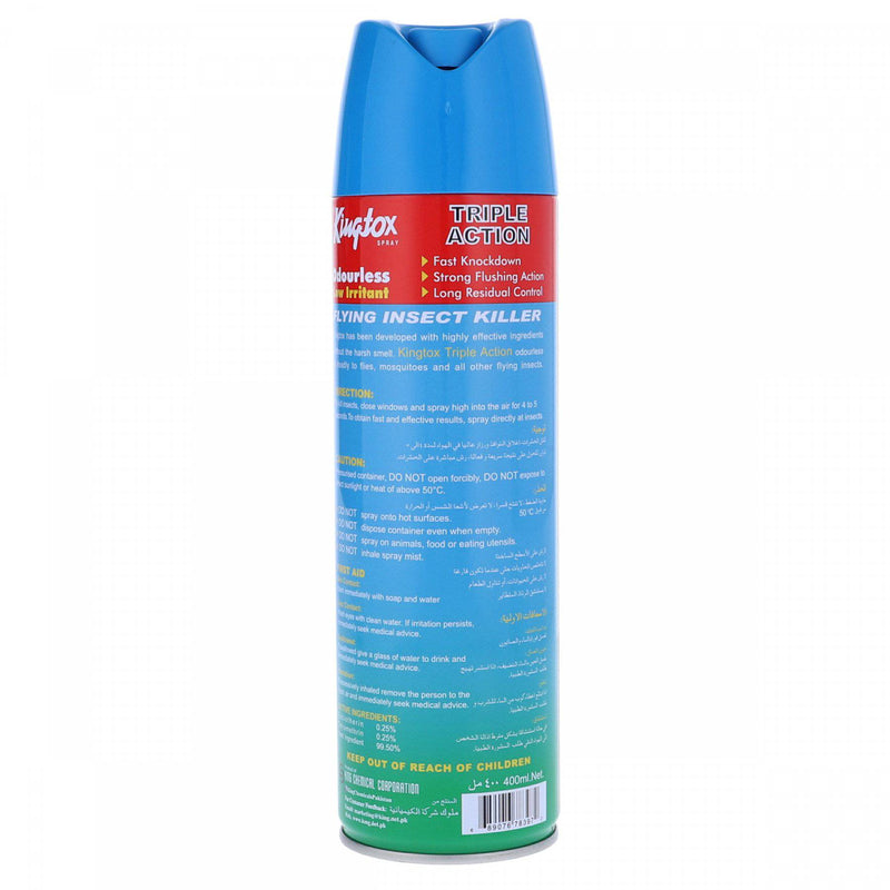 Kingtox Spray Triple Action Flying Insect Killer Odorless 400ml - HKarim Buksh