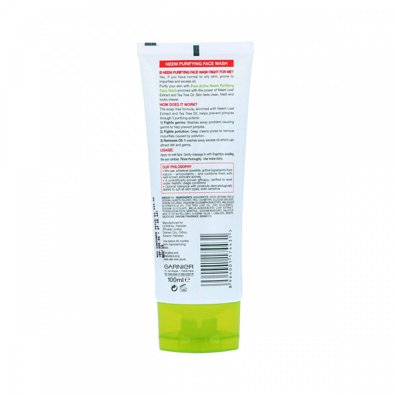 Garnier Skin Active Neem Purifying Facewash 100ml - HKarim Buksh
