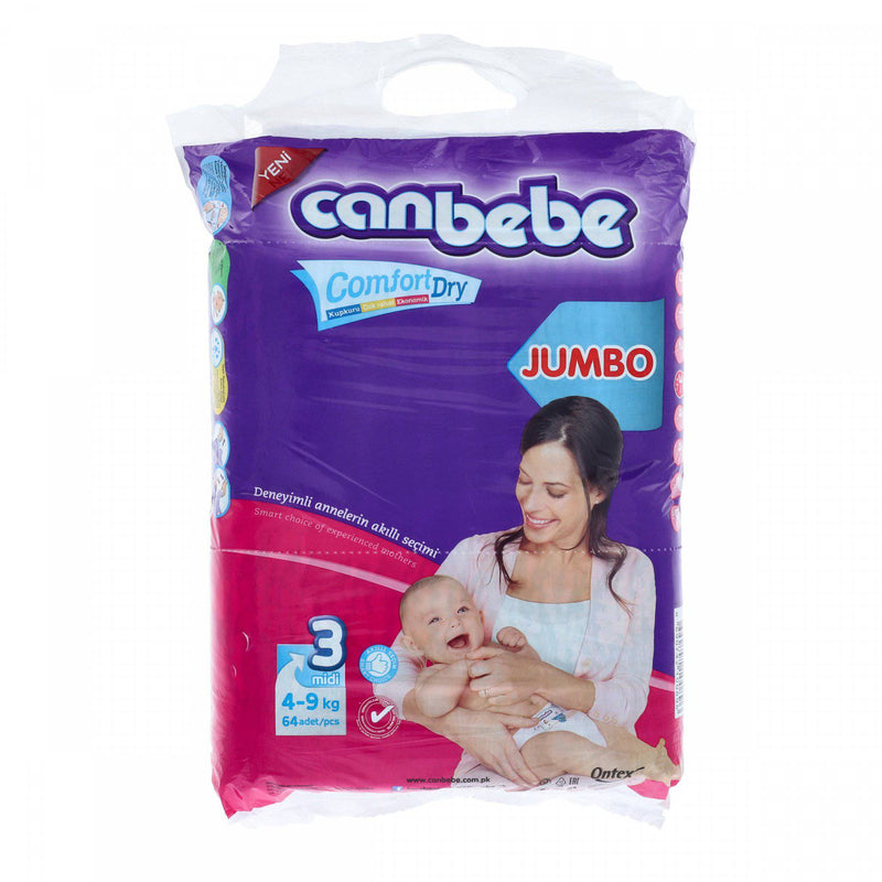 Canbebe Comfort Dry Jumbo 3 4-9kg 64pcs Diapers - HKarim Buksh