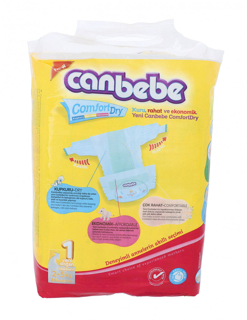 Canbebe Comfort Dry 1 Newborn 2-5kg 48 Diapers - HKarim Buksh