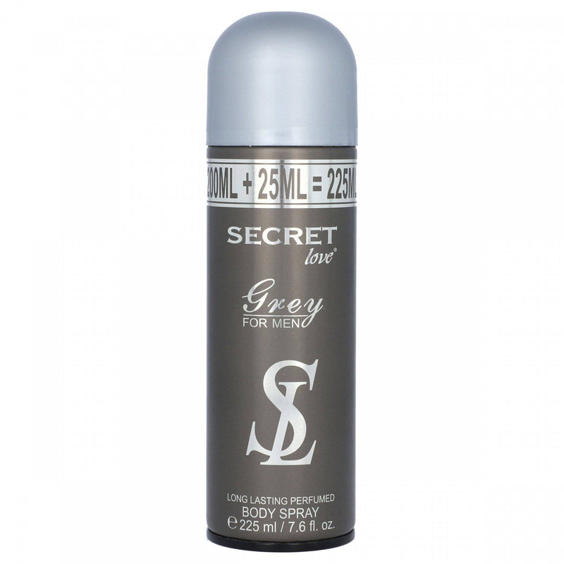 Secret Love Grey For Men Long Lasting Perfumed Body Spray 225ml - HKarim Buksh