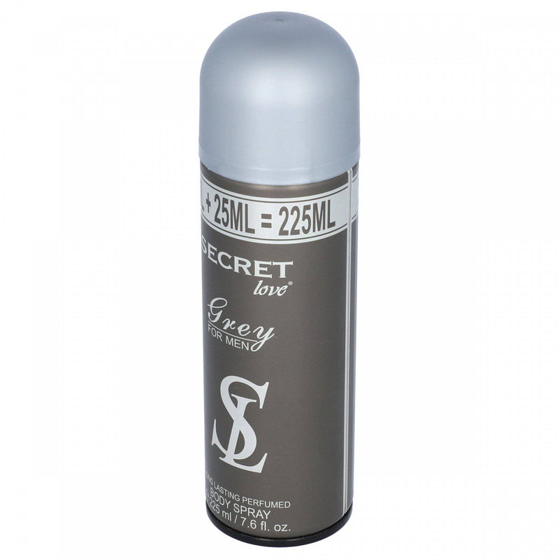Secret Love Grey For Men Long Lasting Perfumed Body Spray 225ml - HKarim Buksh
