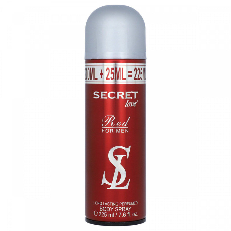 Secret love Red For Men Long Lasting Perfumed Body Spray 225ml - HKarim Buksh