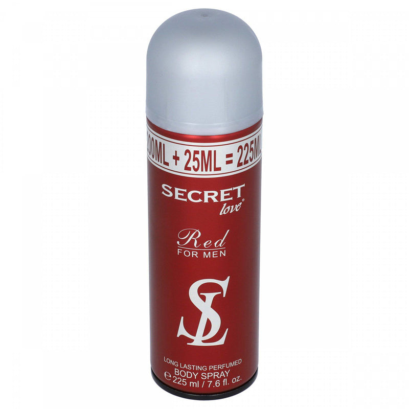 Secret love Red For Men Long Lasting Perfumed Body Spray 225ml - HKarim Buksh