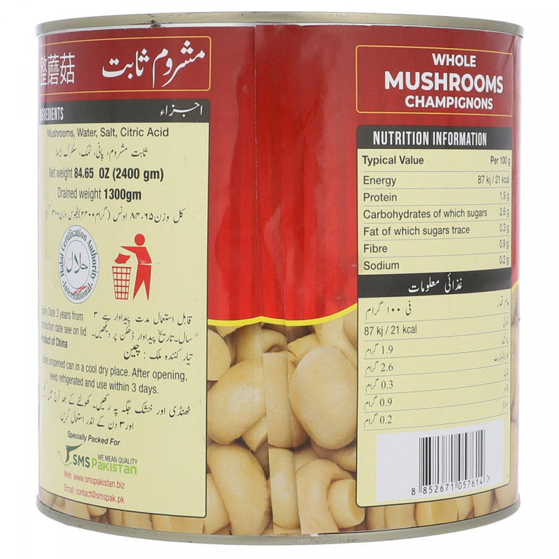 Sms Whole Mushrooms Champignons Choice Quality 2400g - HKarim Buksh