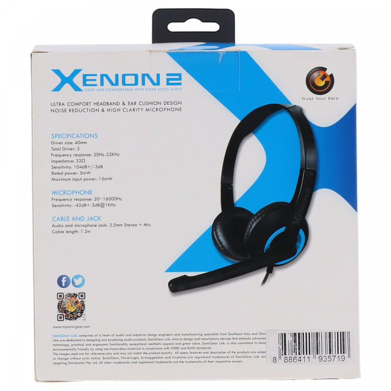 Sonicgear Headset Xenon-2 Black - HKarim Buksh