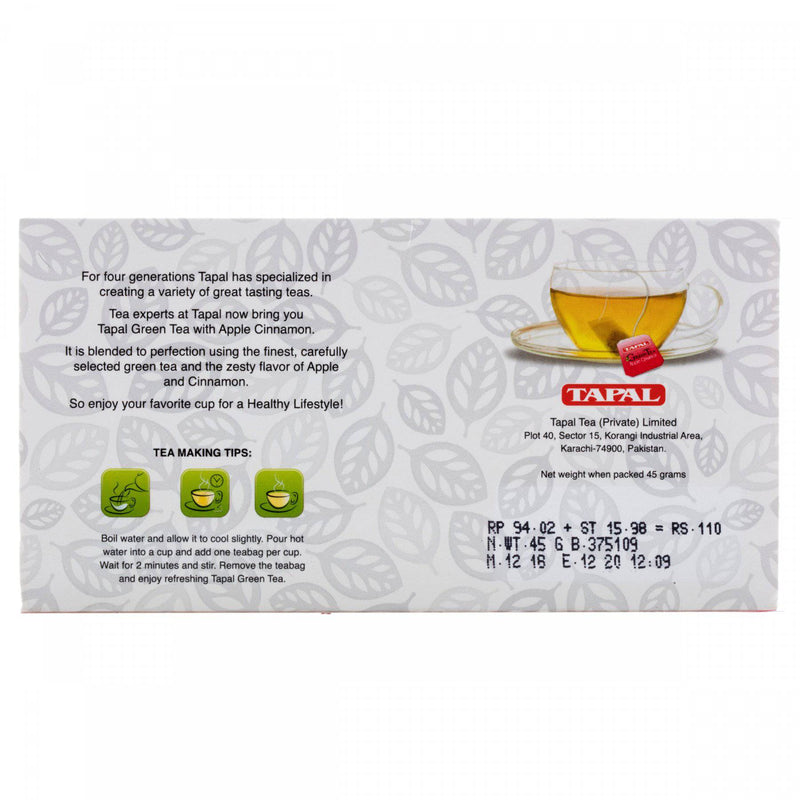 Tapal Green Tea Apple Cinnamon 30 Tea Bags - HKarim Buksh